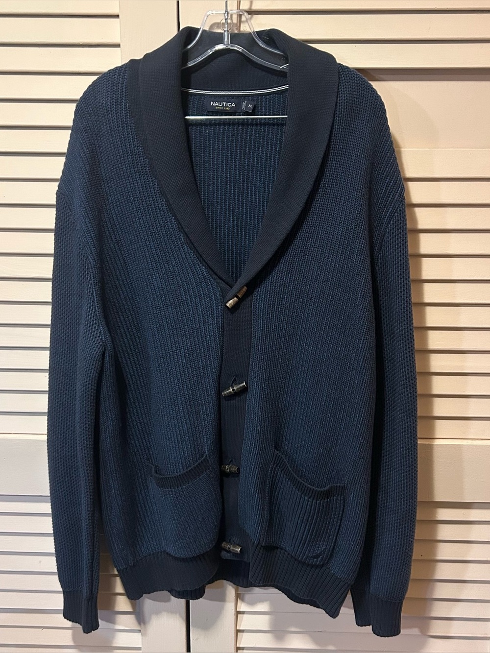 Nautica Fisherman Toggle Cardigan Shawl Collar Navy Blue Men’s Size XL